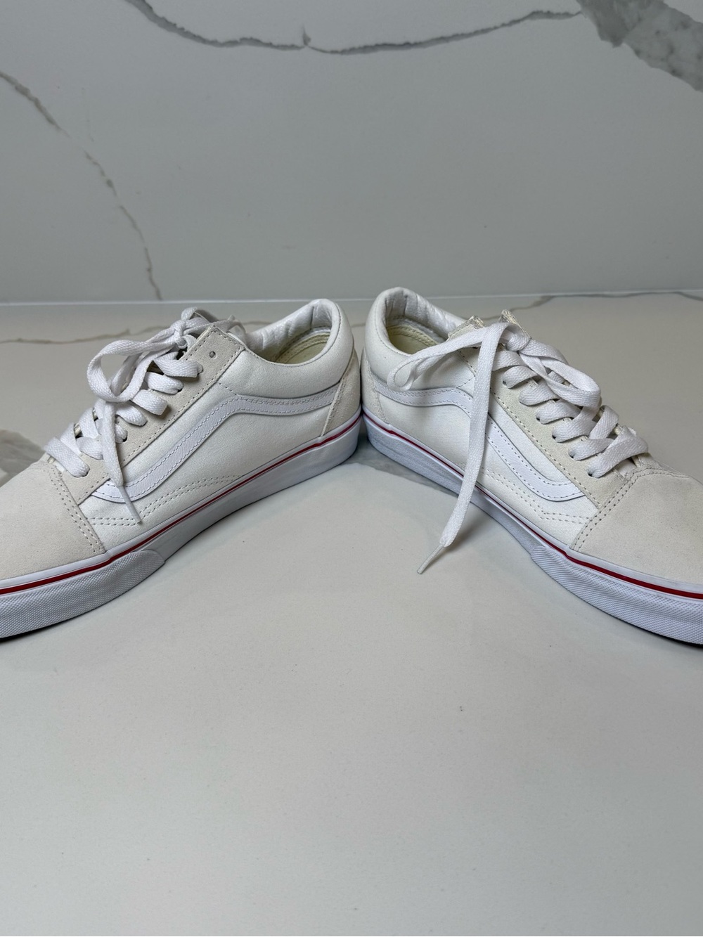 Vans Old Skool Rose Floral Canvas Women's 10.5 Mens 9 Sneakers White cream FLAW - Picture 3 of 14
